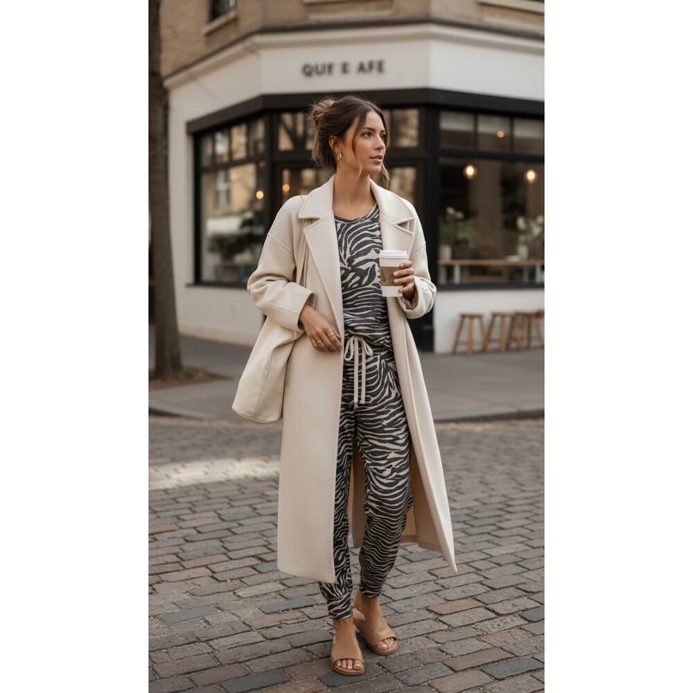 Express Zebra Print Lounge Set Top & Joggers | Co… - image 4